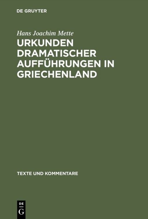Produktbild: Urkunden dramatischer Auff&uuml;hrungen in Griechenland