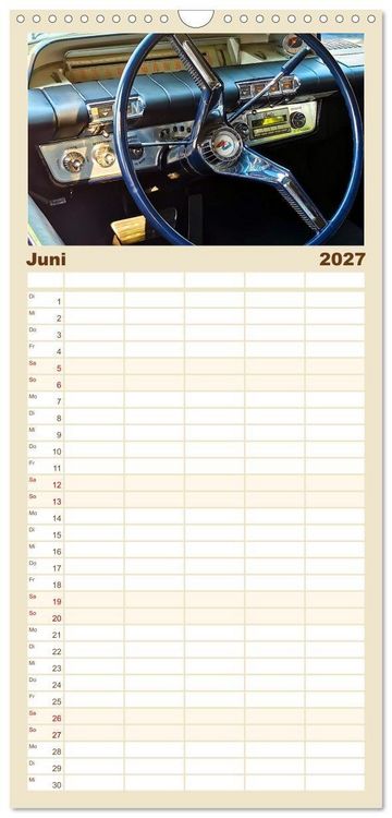 Produktbild: Familienplaner 2027 - Ikonische US-Car Armaturenbretter mit 5 Spalten (Wandkalender, 21 x 45 cm) CALVENDO