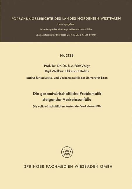 Produktbild: Die gesamtwirtschaftliche Problematik steigender Verkehrsunf&auml;lle
