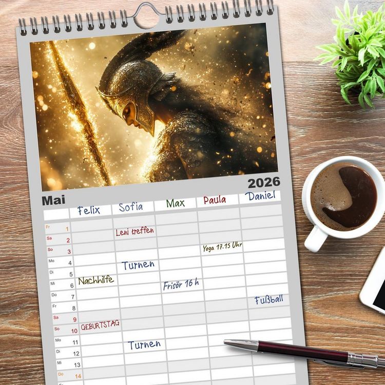 Produktbild: Familienplaner 2026 - G&ouml;tterfunken mit 5 Spalten (Wandkalender, 21 x 45 cm) CALVENDO