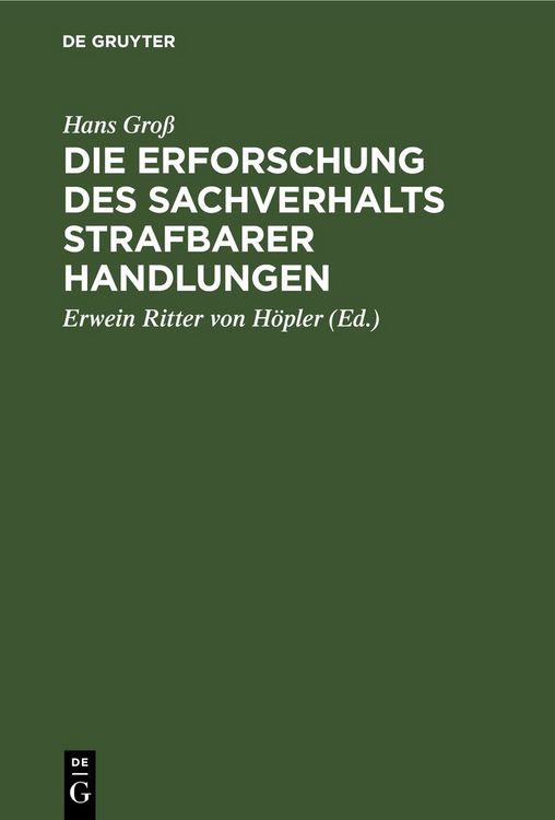 Produktbild: Die Erforschung des Sachverhalts strafbarer Handlungen