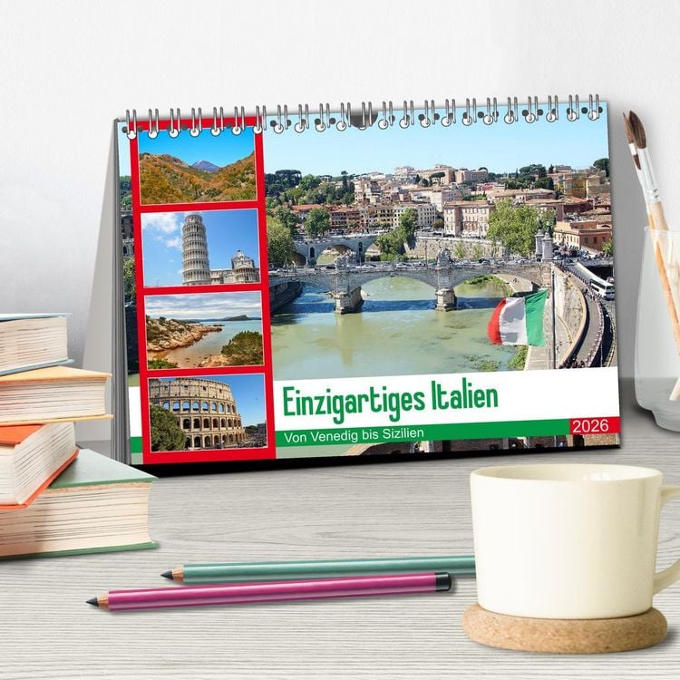 Produktbild: Einzigartiges Italien (Tischkalender 2026 DIN A5 quer), CALVENDO Monatskalender