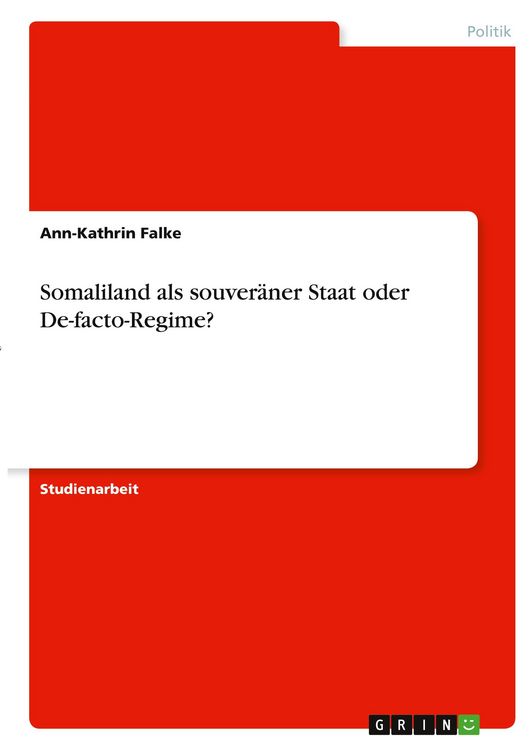 Produktbild: Somaliland als souver&auml;ner Staat oder De-facto-Regime?