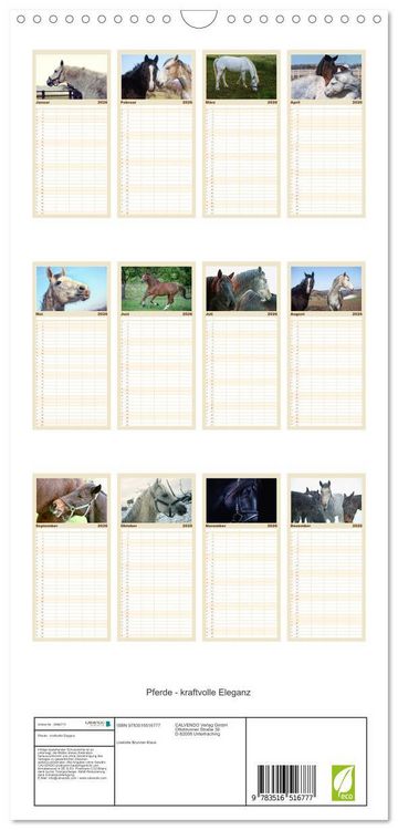Produktbild: Familienplaner 2026 - Pferde - kraftvolle Eleganz mit 5 Spalten (Wandkalender, 21 x 45 cm) CALVENDO