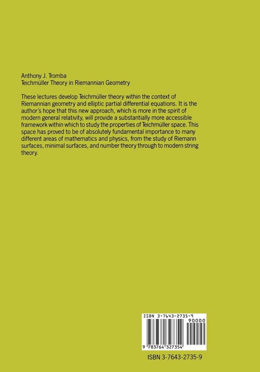 Produktbild: Teichm&uuml;ller Theory in Riemannian Geometry