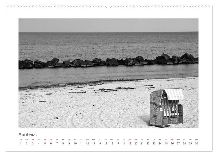 Produktbild: Monochrom Meer (Wandkalender 2026 DIN A2 quer), CALVENDO Monatskalender