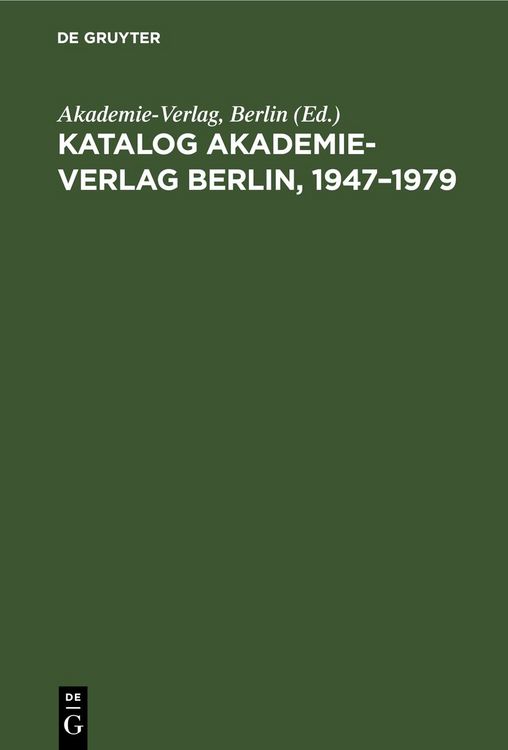 Produktbild: Katalog Akademie-Verlag Berlin, 1947&ndash;1979
