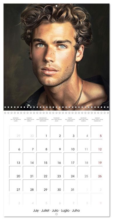 Produktbild: Sous le charme d'hommes sensuels (Calendrier mural carr&eacute; 2026 30x30 cm) Calendrier double avec une page pour vos prises de notes