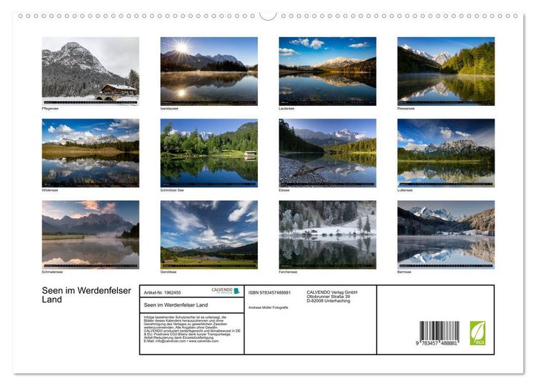 Produktbild: Seen im Werdenfelser Land (hochwertiger Premium Wandkalender 2026 DIN A2 quer), Kunstdruck in Hochglanz