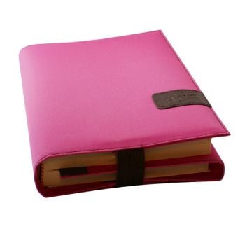 Produktbild: BookSKIN Buch Einband (Gr&ouml;&szlig;enverstellbar) in Hot-Pink mit Lesezeichen