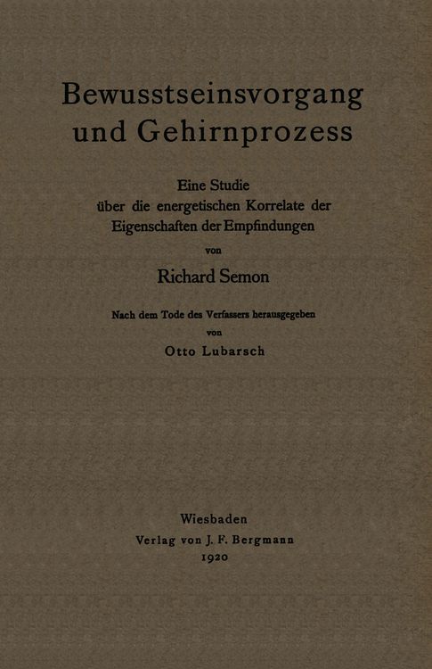 Produktbild: Bewusstseinsvorgang und Gehirnprozess