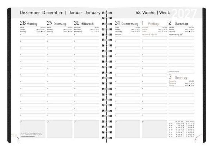 Produktbild: Buchkalender Wochentimer Spirale dunkelblau 2027