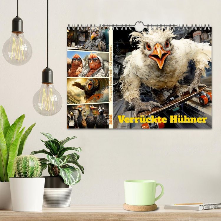 Produktbild: Verr&uuml;ckte H&uuml;hner (Wandkalender 2026 DIN A4 quer), CALVENDO Monatskalender