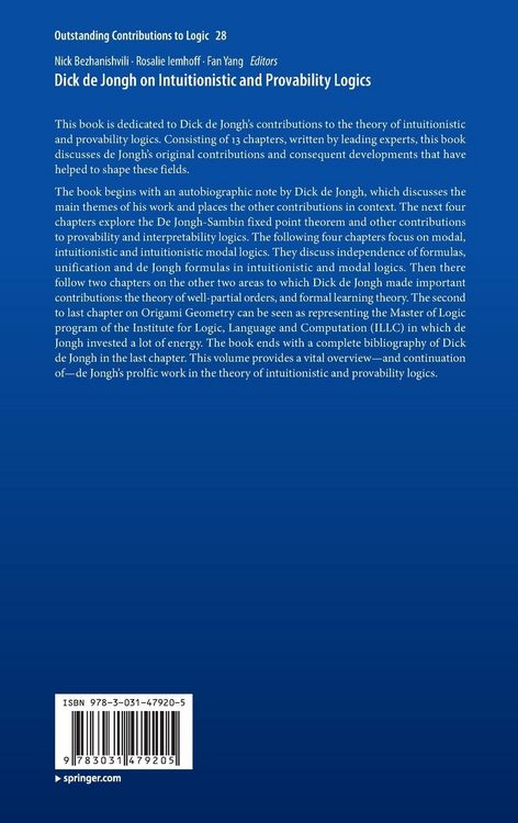 Produktbild: Dick de Jongh on Intuitionistic and Provability Logics