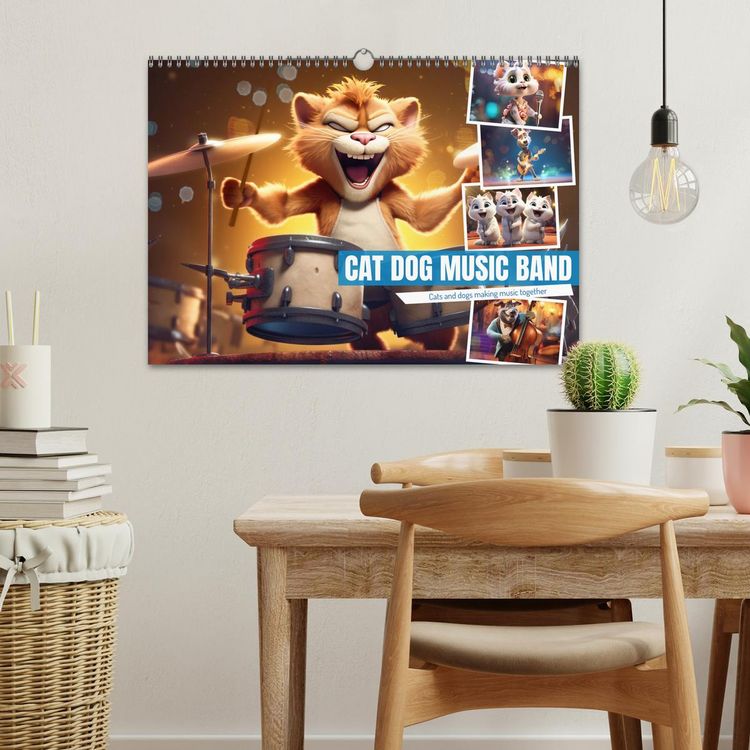 Produktbild: Cat dog music band (Wall Calendar 2026 DIN A3 landscape), CALVENDO 12 Month Wall Calendar