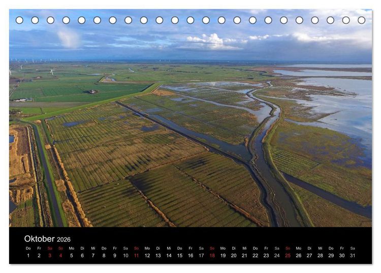 Produktbild: Luftaufnahmen - Faszinierendes Nordfriesland (Tischkalender 2026 DIN A5 quer), CALVENDO Monatskalender