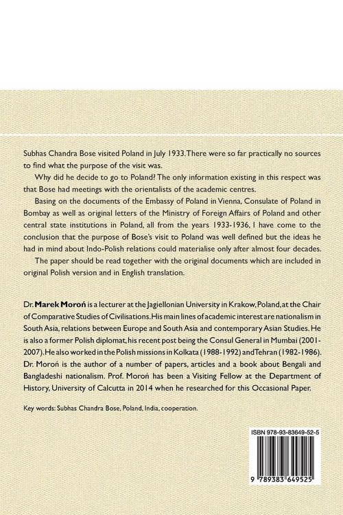 Produktbild: Visit of Subhas Chandra Bose to Poland in July 1933. New Documents. New Conclusions.
