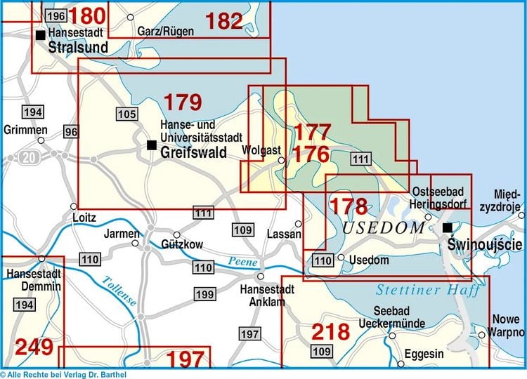 Produktbild: Radwander- und Wanderkarte Insel Usedom, Karlshagen, Zinnowitz, Peenem&uuml;nde, Wolgast und Umgebung