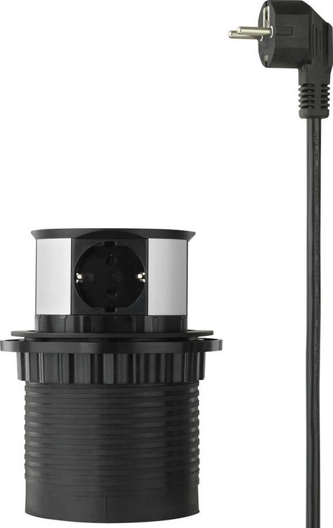 Produktbild: Sygonix SY-4780156 Steckdosenturm Schwarz, Silber Schutzkontakt 1St.