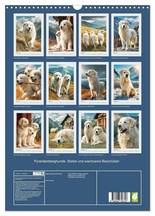Produktbild: Pyren&auml;enberghunde. Stolze und wachsame Besch&uuml;tzer (Wandkalender 2027 DIN A3 hoch), CALVENDO Monatskalender