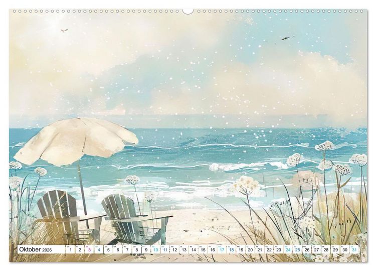 Produktbild: Strandtr&auml;ume in Aquarell (Wandkalender 2026 DIN A2 quer), CALVENDO Monatskalender