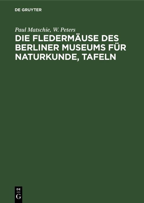 Produktbild: Die Flederm&auml;use des Berliner Museums f&uuml;r Naturkunde, Tafeln