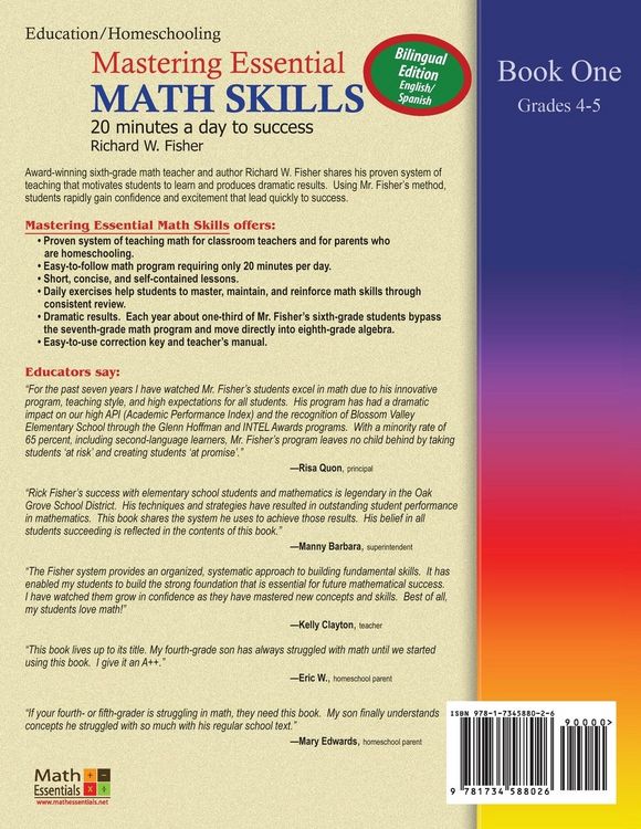 Produktbild: Mastering Essential Math Skills Book 1, Bilingual Edition - English/Spanish