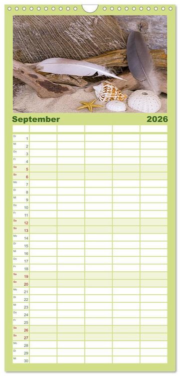 Produktbild: Familienplaner 2026 - Strandgut und Meer mit 5 Spalten (Wandkalender, 21 x 45 cm) CALVENDO