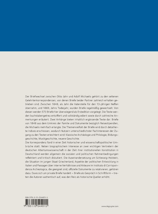 Produktbild: Otto Jahn und Adolf Michaelis &ndash; Briefwechsel 1848 bis 1869