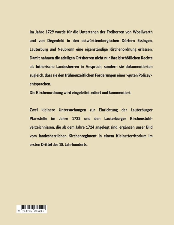 Produktbild: Woellwarth-Degenfeldsche Kirchenordnung von 1729