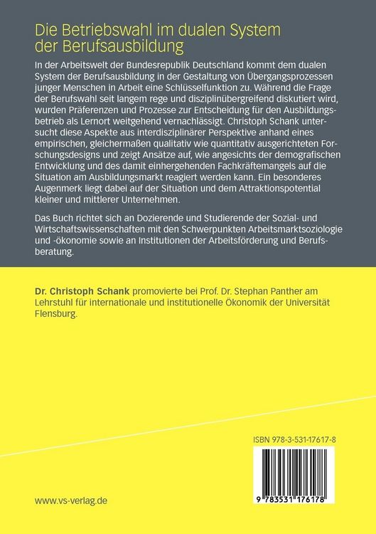 Produktbild: Die Betriebswahl im dualen System der Berufsausbildung