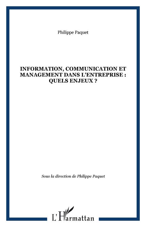 Produktbild: Information, communication et management dans l'entreprise :