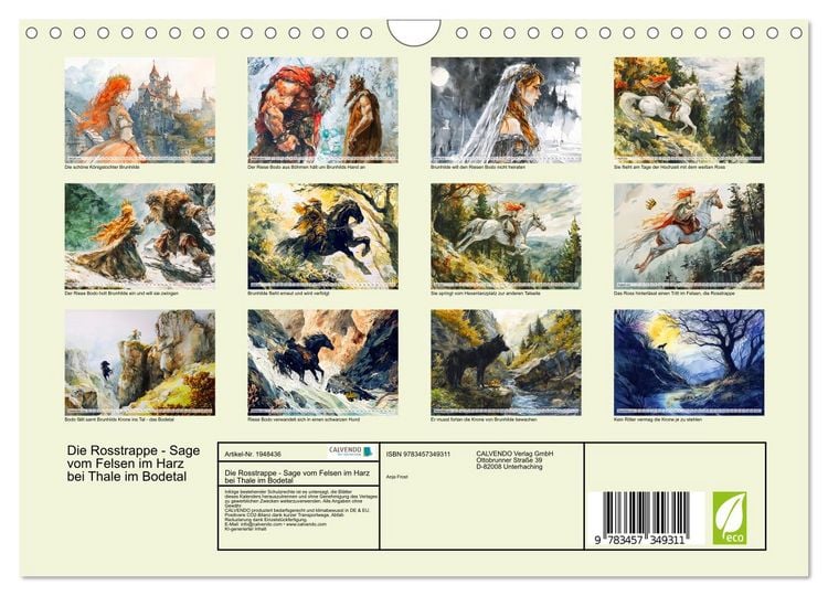 Produktbild: Die Rosstrappe - Sage vom Felsen im Harz bei Thale im Bodetal (Wandkalender 2026 DIN A4 quer), CALVENDO Monatskalender