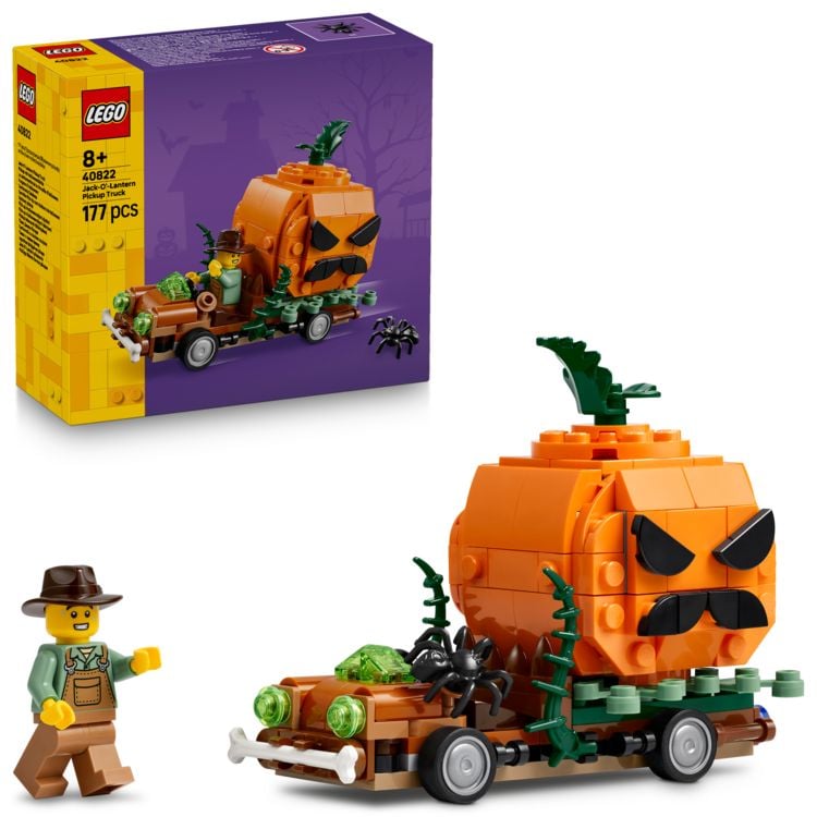 Produktbild: LEGO Pickup mit Halloweenk&uuml;rbis Modellbau - Deko zum Tag der Toten 40822