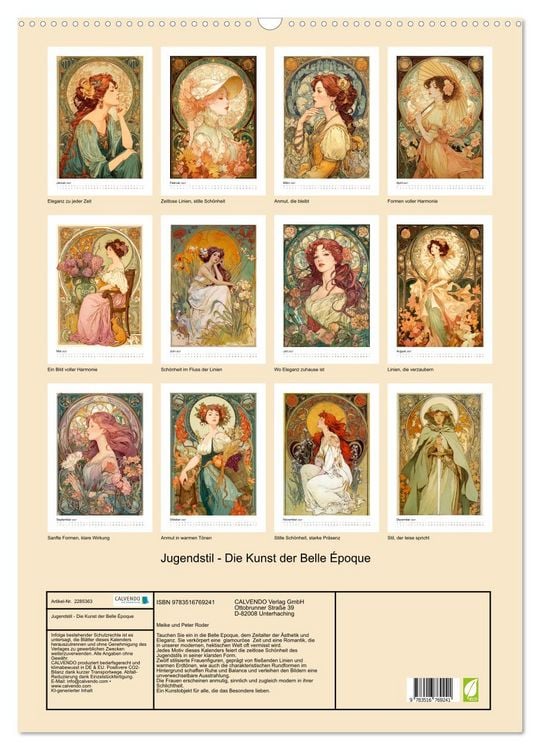 Produktbild: Jugendstil - Die Kunst der Belle &Eacute;poque (Wandkalender 2027 DIN A2 hoch), CALVENDO Monatskalender