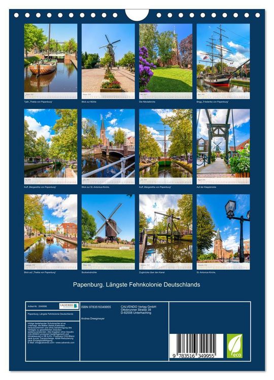 Produktbild: Papenburg. L&auml;ngste Fehnkolonie Deutschlands (Wandkalender 2026 DIN A4 hoch), CALVENDO Monatskalender