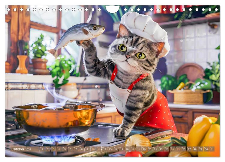 Produktbild: Katzen-Alltag - Ein witziges Jahr mit Kater Tommy (Wandkalender 2026 DIN A4 quer), CALVENDO Monatskalender