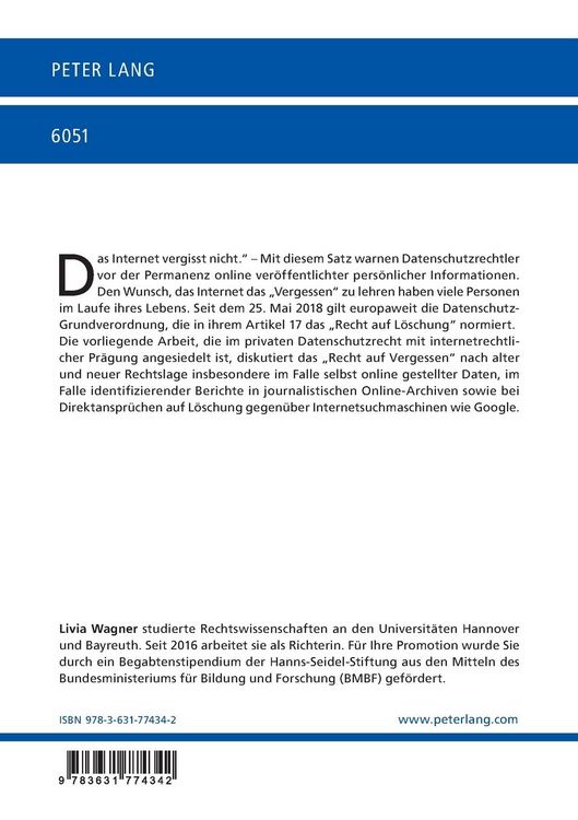 Produktbild: Ein Recht auf Vergessen im Internet