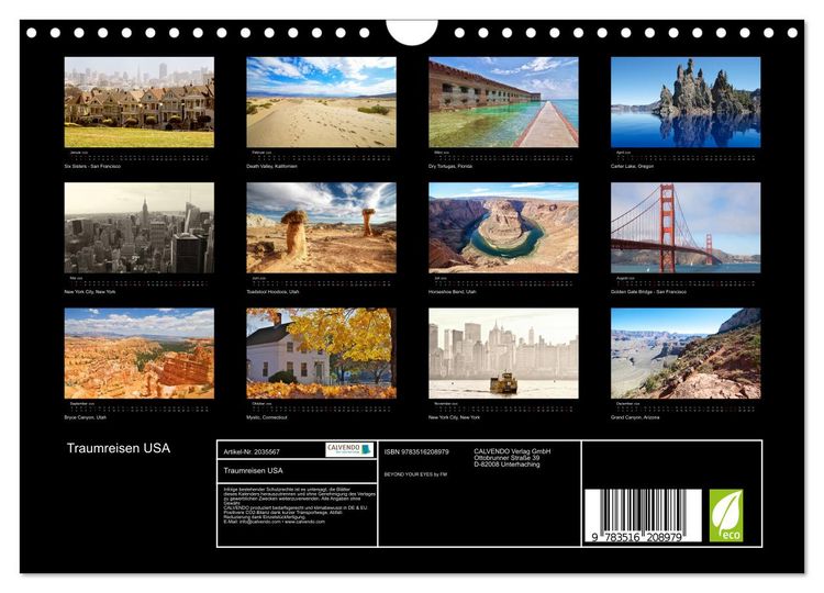 Produktbild: Traumreisen USA (Wandkalender 2026 DIN A4 quer), CALVENDO Monatskalender