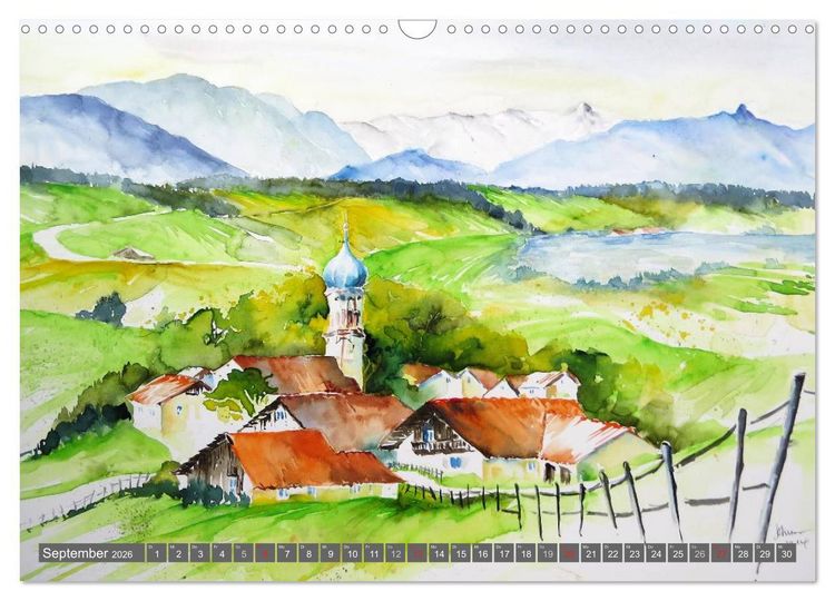Produktbild: Murnau und das Blaue Land - Aquarelle und Fotografien (Wandkalender 2026 DIN A3 quer), CALVENDO Monatskalender