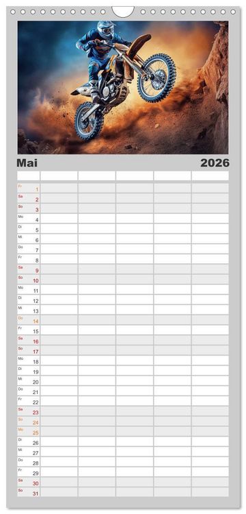 Produktbild: Familienplaner 2026 - Motorcross Welt mit 5 Spalten (Wandkalender, 21 x 45 cm) CALVENDO