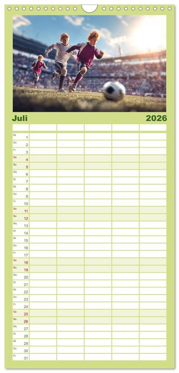 Produktbild: Familienplaner 2026 - Fussball - Kids in Action mit 5 Spalten (Wandkalender, 21 x 45 cm) CALVENDO