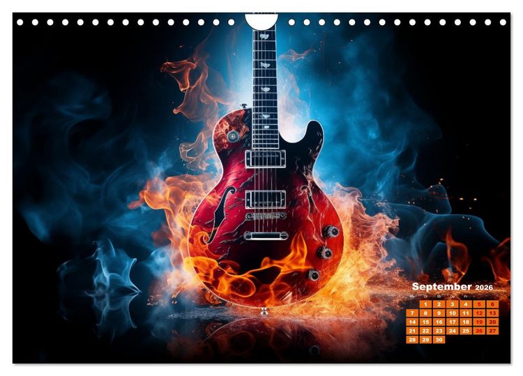 Produktbild: Sechs Saiten, Zw&ouml;lf Monate - Der Gitarrenkalender (Wandkalender 2026 DIN A4 quer), CALVENDO Monatskalender