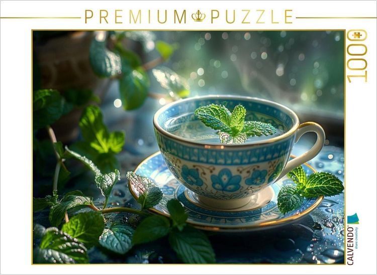 Produktbild: CALVENDO Puzzle Pfefferminztee in der Tasse | 1000 Teile Lege-Gr&ouml;&szlig;e 64x48cm Foto-Puzzle f&uuml;r gl&uuml;ckliche Stunden