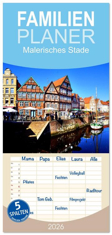 Produktbild: Familienplaner 2026 - Malerisches Stade mit 5 Spalten (Wandkalender, 21 x 45 cm) CALVENDO