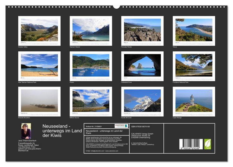 Produktbild: Neuseeland - unterwegs im Land der Kiwis (hochwertiger Premium Wandkalender 2026 DIN A2 quer), Kunstdruck in Hochglanz
