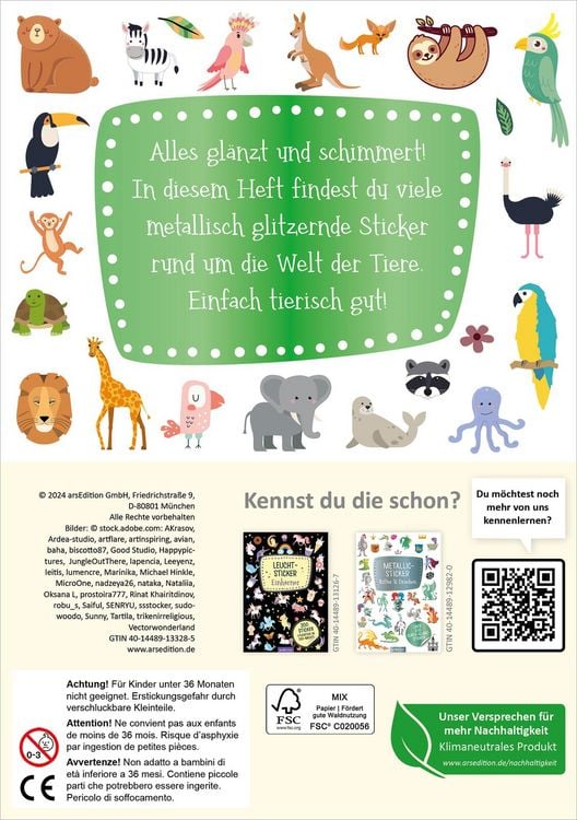 Produktbild: Metallic-Sticker &ndash; Wilde Tiere