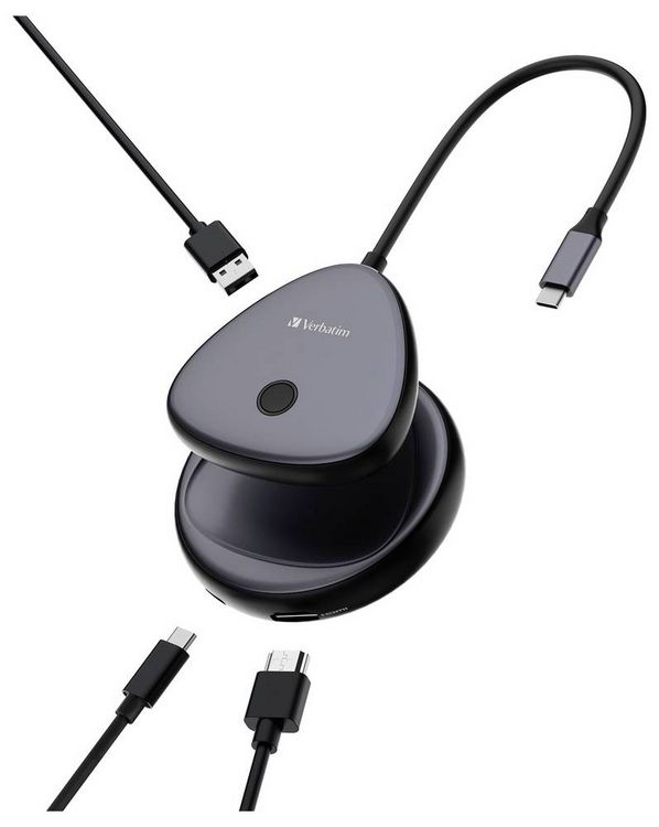 Produktbild: Verbatim WDA-02 "Share My Screen" USB-C&reg; / HDMI Adapter [1x USB-C&reg; - 1x HDMI&reg;] Schwarz, Grau 15 cm