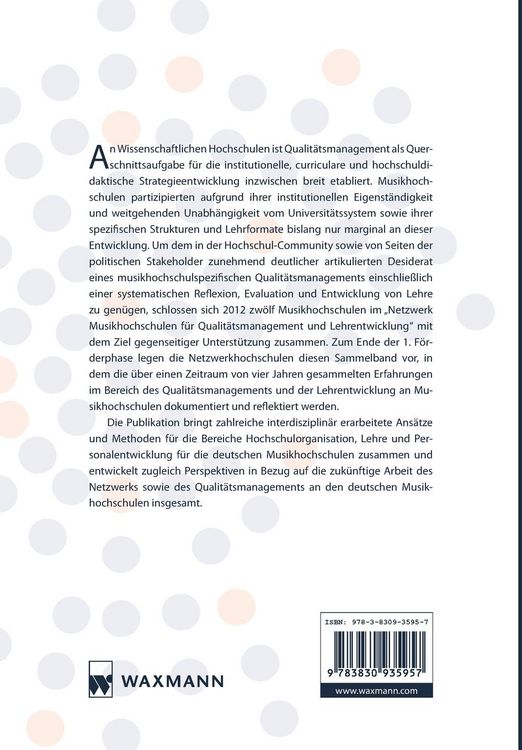 Produktbild: Qualit&auml;tsmanagement und Lehrentwicklung an Musikhochschulen. Quality Management and Teaching Development in German Higher Music Education