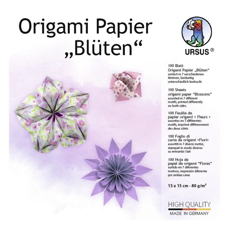 Produktbild: URSUS Falten Origami Papier Bl&uuml;ten, lila/rosa, 100 Blatt